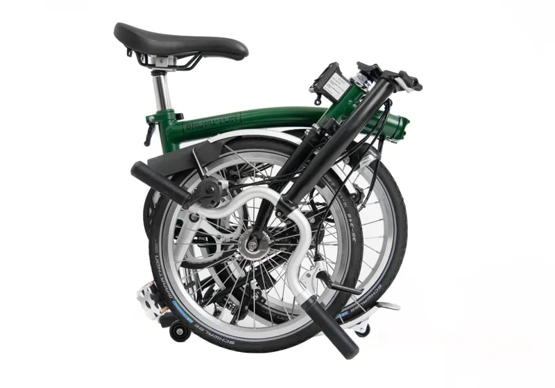 Brompton C-Line 3 speed folding bike Mid Bar in green-3